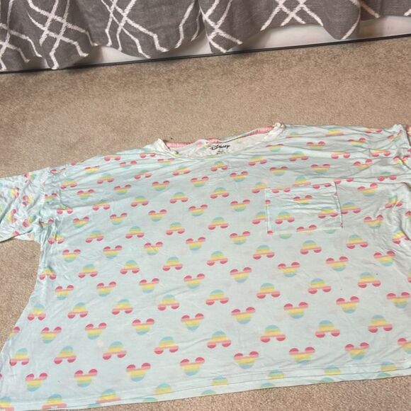 DISNEY MICKEY MOUSE 2 PIECE SHORT SLEEVE  PAJAMA SET - AQUA RAINBOW - XXL - Picture 7 of 10